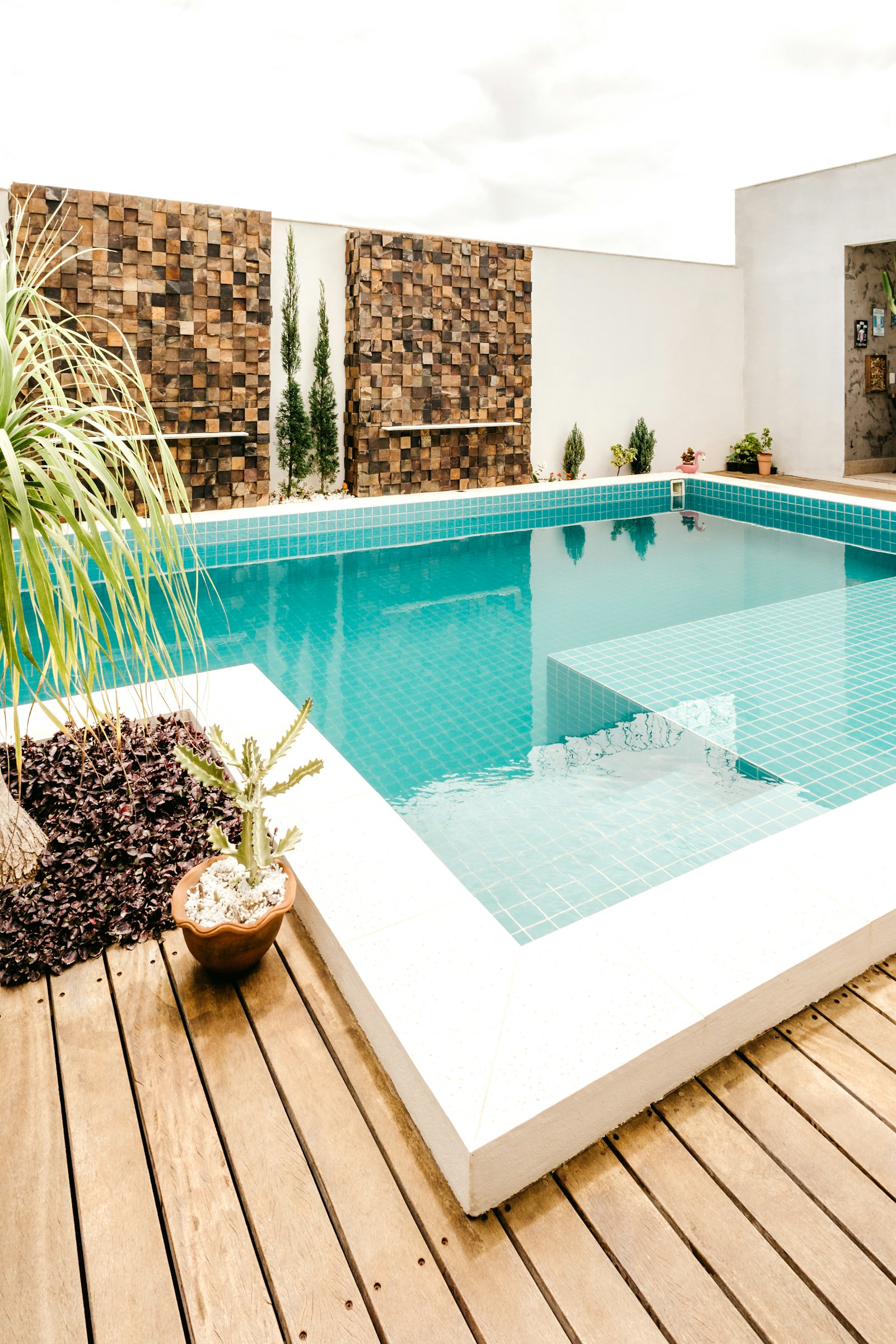 Pool terrace and planted outdoor space
